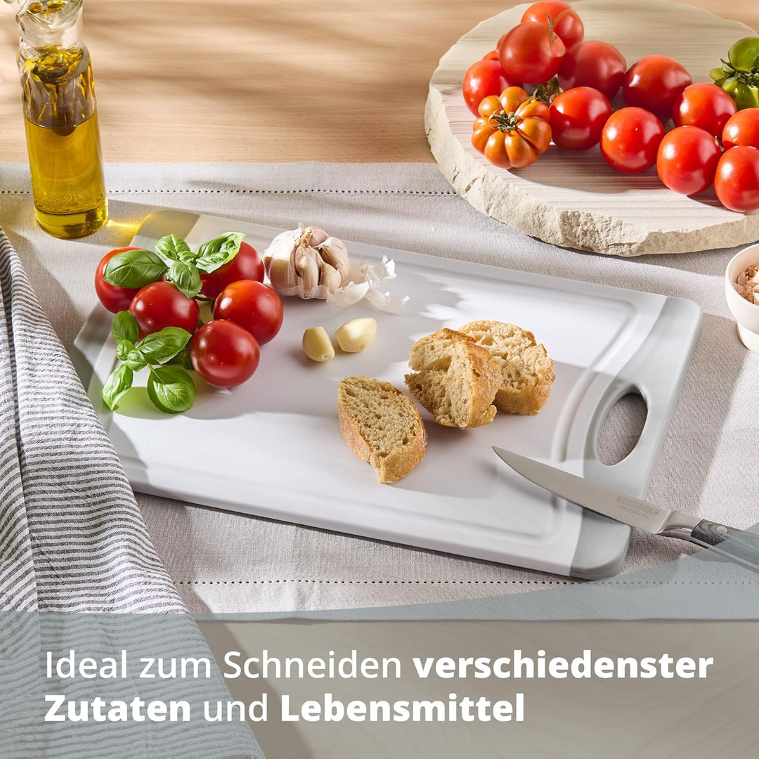 KHG Schneidebrett aus Kunststoff Grau-Weiss - 37 x 25 x 0,8 cm - Grosses Messerbrett, Küchenbrett ru