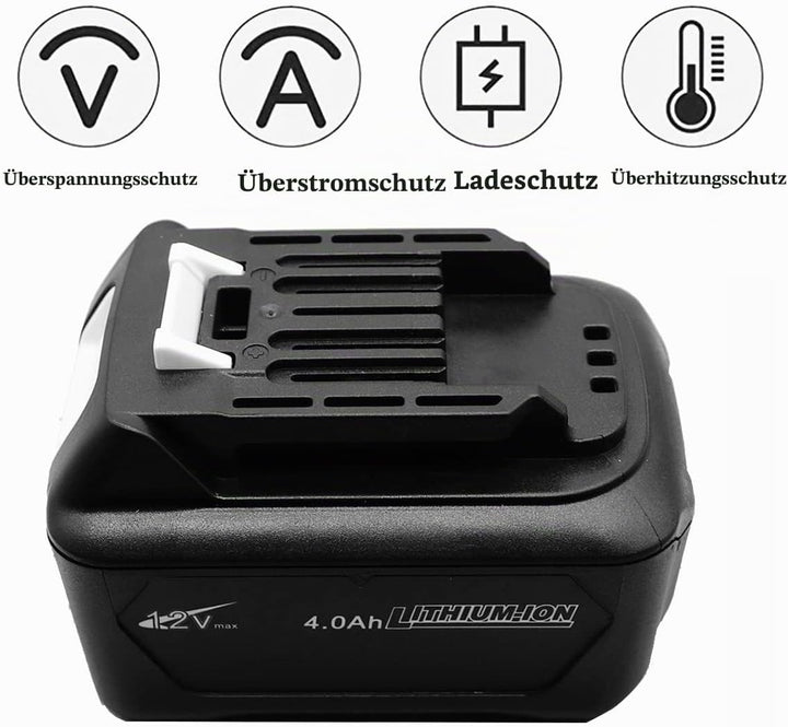 GOLEMON® 12V 2X 4,0 Ah BL1041B Akku mit Ladegerät DC10WD Für BL1016 Bl1021B BL1020B BL1040B Erset Fü
