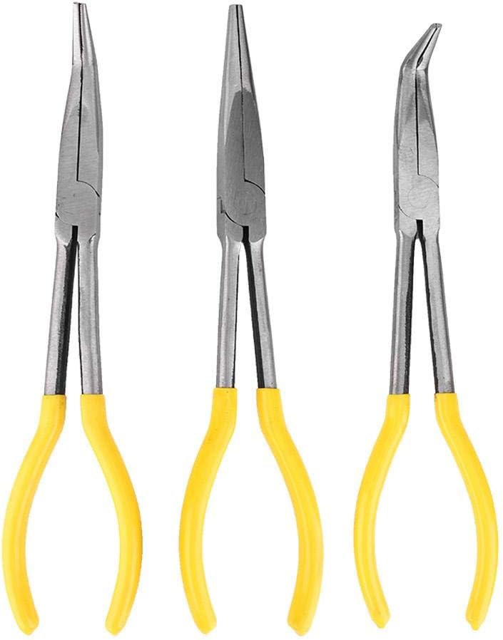 3pcs lange Spitzzange Kohlenstoffstahl, Zangen, Clip-Werkzeuge Spitzzange Extra lange Zangen mit geb