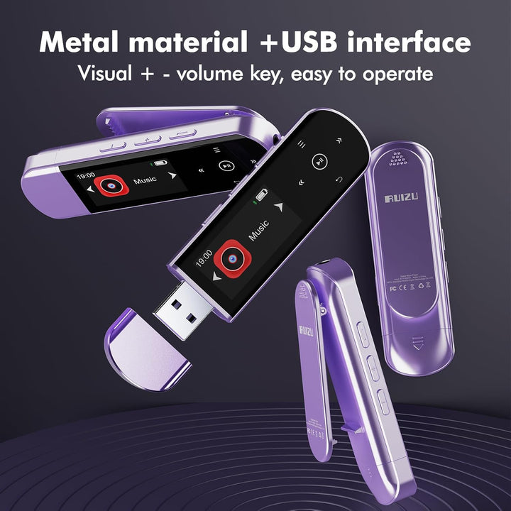64GB Tragbarer USB MP3 Player mit Bluetooth 5.3, Clip für Sport & Laufen, FM Radio, Voice Recorder,