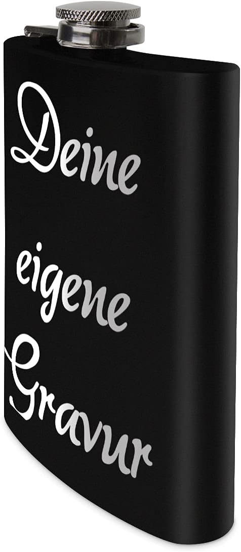 Edelstahl Flachmann 237 ml schwarz matt lackert inkl. individuelle Gravur in Silber von Paule Black