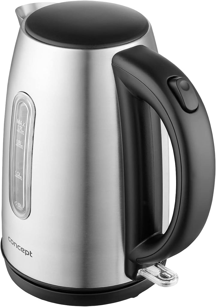 CONCEPT Hausgeräte RK3320 Edelstahl Wasserkocher, 1,7 L, 2200 W, in dunkler Edelstahlfarbe