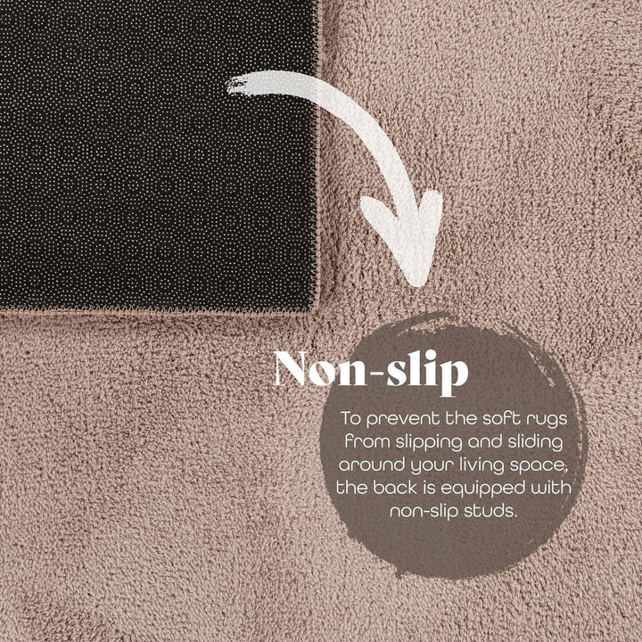TT Home Wohnzimmer Teppich Kurzflor Anti-Rutsch Rückseite Unifarben Modern Waschbar, Farbe:Taupe, Gr