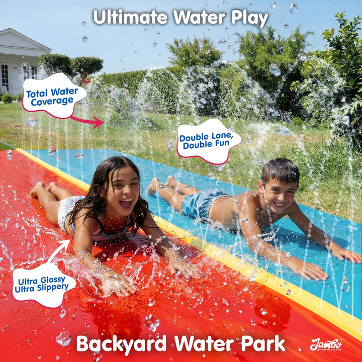 Jambo Rasen-Wasserrutsche mit Sprinkler 549 cm/ 18 ft, Wasserrutsche Garten für Kinder, Aufblasbare