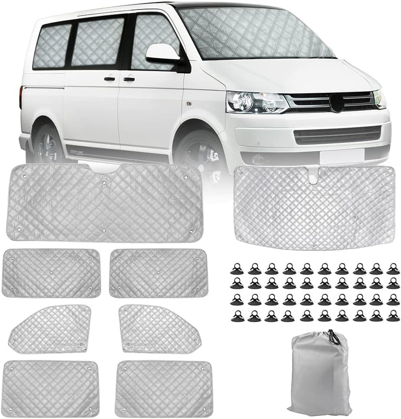 Sonnenschutz Auto Frontscheibe Ersatz für VW T5 T6, 8PCS Sonnenschutz Windschutzscheiben Schutz Set,