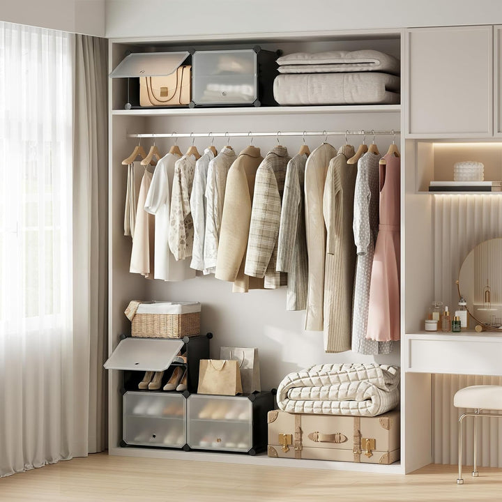 HOOBRO Schuhregal mit 10 Ebenen, Schmal Schuhschrank, Schuh-Organizer, mit Türen, Kunststoff, DIY St
