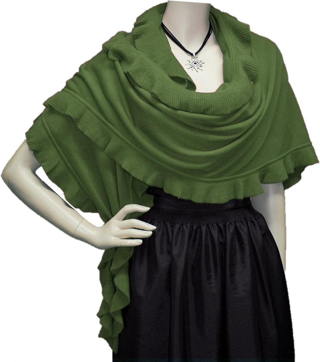 Poncho Cape Trachtentuch Umhang Stola Schultertuch Trachten-Tuch Damen Strickponcho Tracht Strick Tr