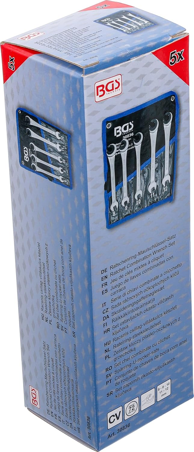 BGS 30836 | Ratschenring-Maulschlüssel-Satz | offen | 5-tlg.