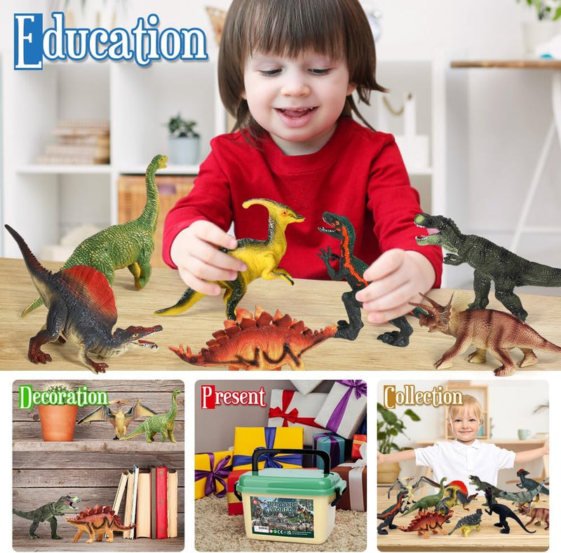 FRUSE Dinosaurier Spielzeug Set, 12 Stück Realistisches Figuren Spielset einschliesslich T-Rex, Carn