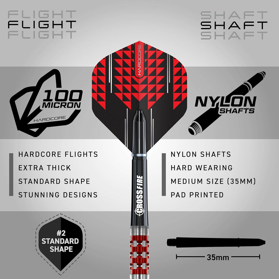 RED DRAGON Crossfire Premium Tungsten Darts Set with Flights and Stems 18.0 Gramm, 18.0 Gramm