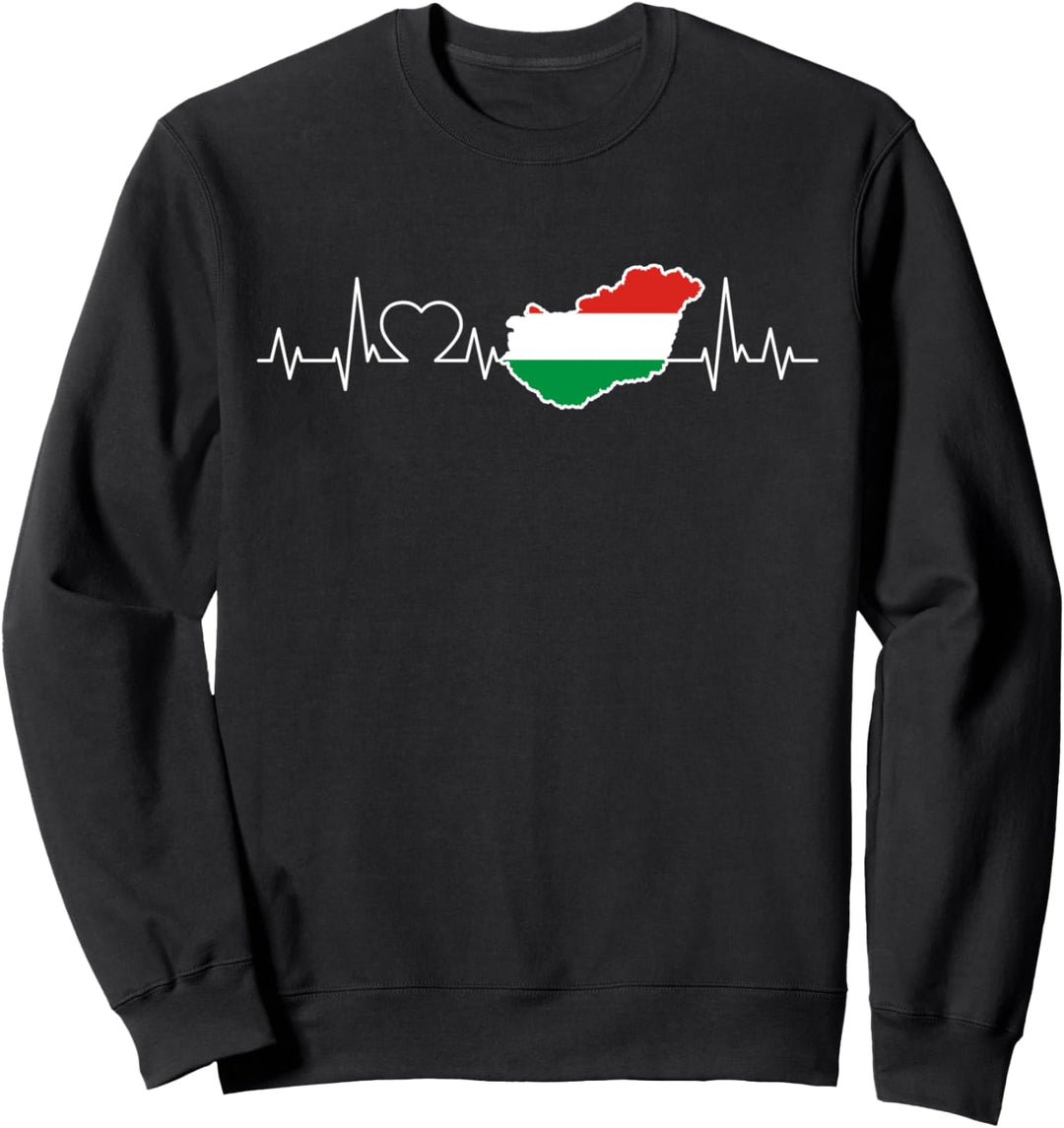 Ungarn Flagge Herzschlag Damen Herren Kinder Geschenk Sweatshirt