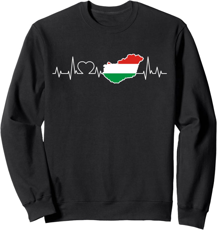 Ungarn Flagge Herzschlag Damen Herren Kinder Geschenk Sweatshirt