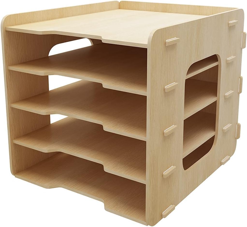 PUNCIA Dokumentenablage A4 Briefablage 5 Ablagefächer Holz Schreibtisch Datei Organizer Papierablage