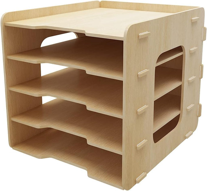 PUNCIA Dokumentenablage A4 Briefablage 5 Ablagefächer Holz Schreibtisch Datei Organizer Papierablage