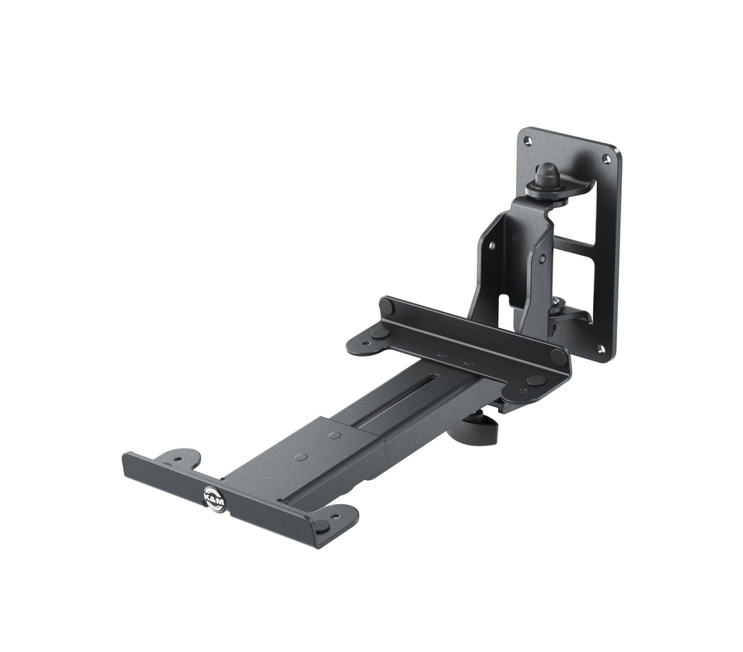 K&M 24166 Boxenwandhalterung M mit verstellbarem Ausleger, 108° Schwenkung - aus Stahl Schwarz - 15-