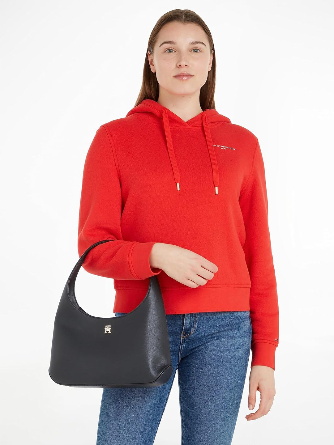 Tommy Hilfiger Damen Tasche Staple mit Reissverschluss Schwarz, Schwarz