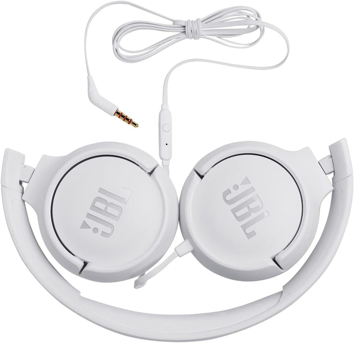JBL Tune 500 On-Ear Kopfhörer mit Kabel in Weiss – Ohrhörer mit 1-Tasten-Fernbedienung, integriertem