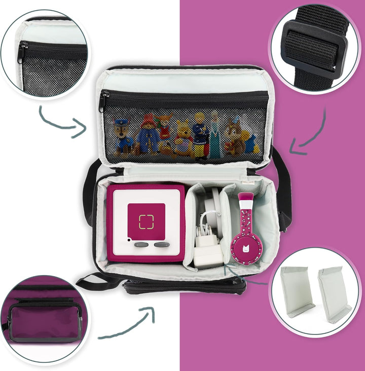 Tasche für Toniebox Hörfiguren Tragetasche für Tigerbox Touch Tigerkarten, Beere Transporttasche für