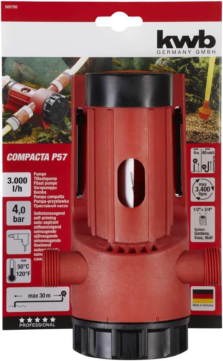 kwb Compacta Pumpe P57 Bohrmaschinen-Pumpe 3000 l/h, selbstansaugend m. Ansaug-Filter, Gewinde-Ansch