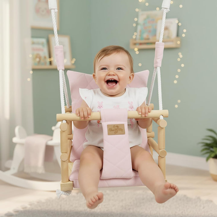 BlueKitty Schaukel für Kinder; Babyschaukel; Kinderschaukel mit Kissen; Schaukel für Haus und Garten