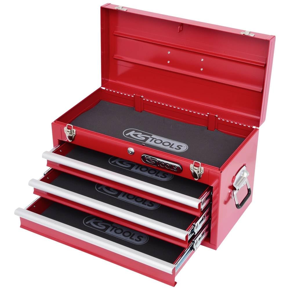 KS Tools 891.0003 Werkzeugtruhe mit 3 Schubladen-rot, L508xH255xB303mm