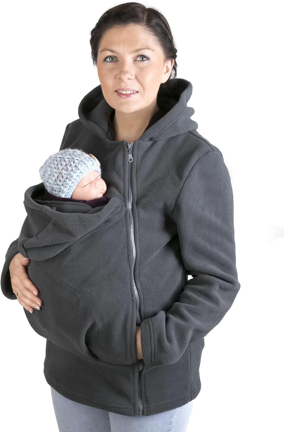 FUN2BEMUM Tragejacke Tragepullover für Mama & Baby Basic Graphit S Grau, S Grau