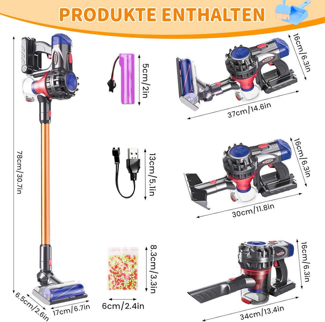 Spielzeug Staubsauger für Kinder, 3-in-1 Staubsauger Spielzeug Set, Realistischer Kinderstaubsauger