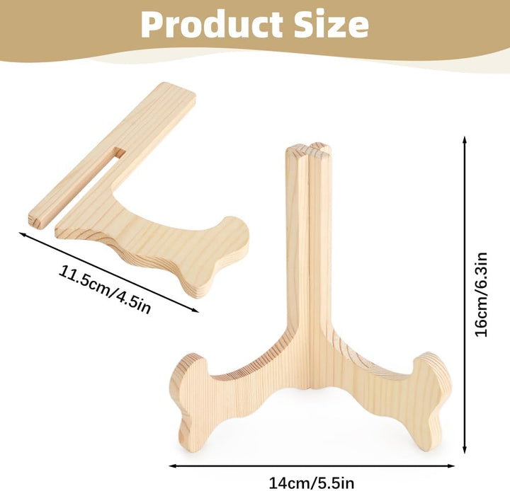 4 Stück Tellerständer aus Holz, 6.3 Zoll Tellerhalter aus Bambus, 4