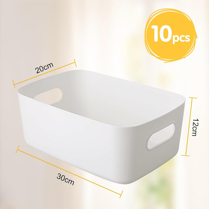 10 Stück Aufbewahrungsbox, 30 x 20 x 12CM Sortierboxen Kunststoff Aufbewahrungskorb, Multifunctional