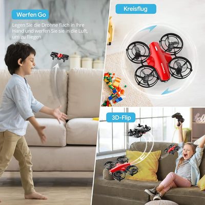 Tomzon mini Drohne für Kinder Anfänger RC Quadrocopter mit 24min Lange Flugzeit, Kampfdrohne mit 360