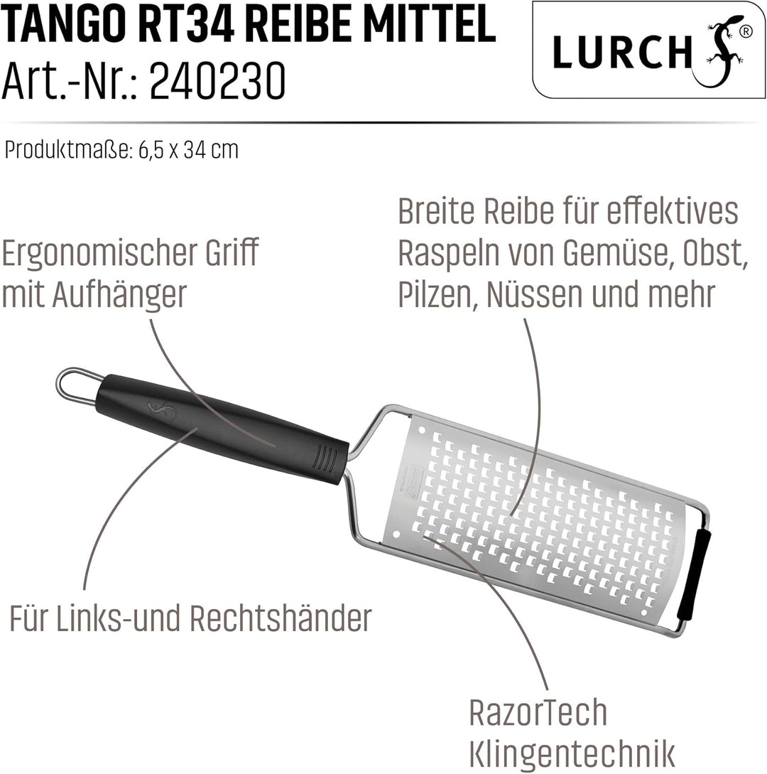 Lurch 240230 Tango RT34 Reibe mittel aus Edelstahl, 6,5 x 34 cm Mittlere Reibe breit, Mittlere Reibe