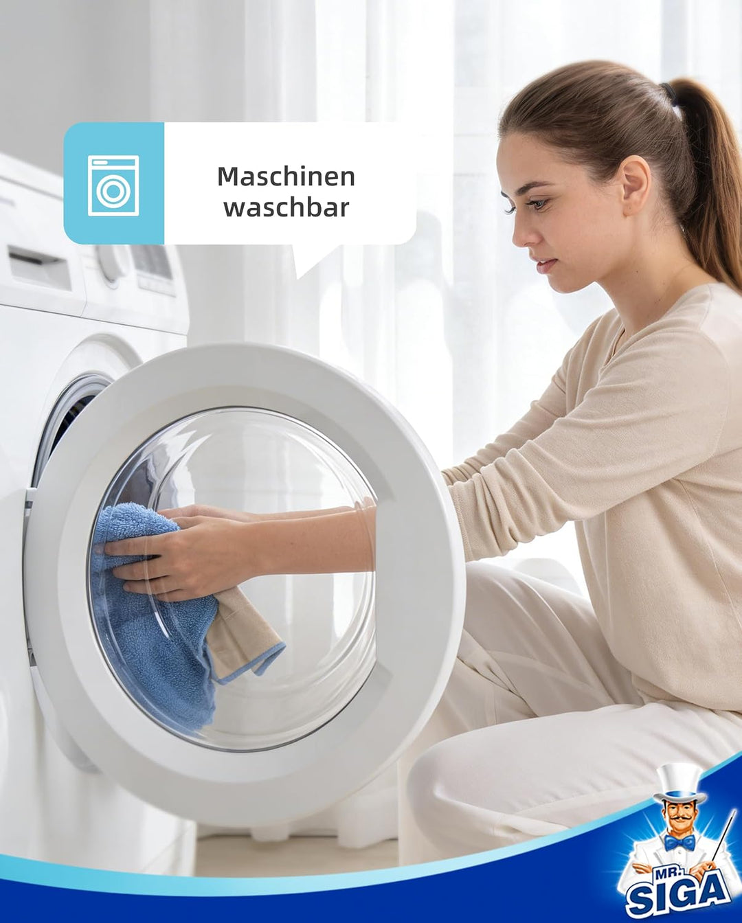 MR.SIGA Professionelle Mikrofaser-Wischmop Bodenwischer Reinigung für Hartholz-, Laminat-, Fliesenbo