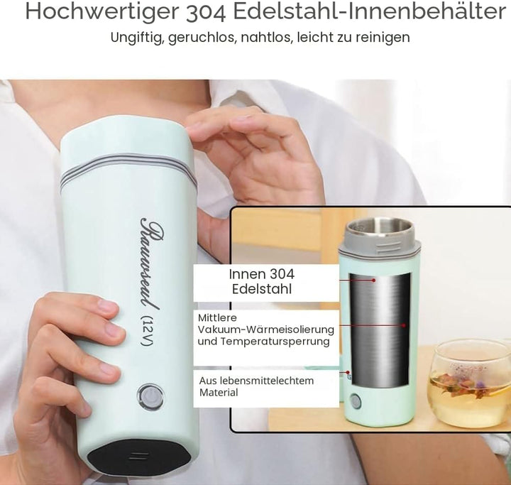 Tragbarer elektrischer Reisebecher, 12 V/7 A, 80W, 350 ml, elektrischer Teekessel für 12 V Auto, 450