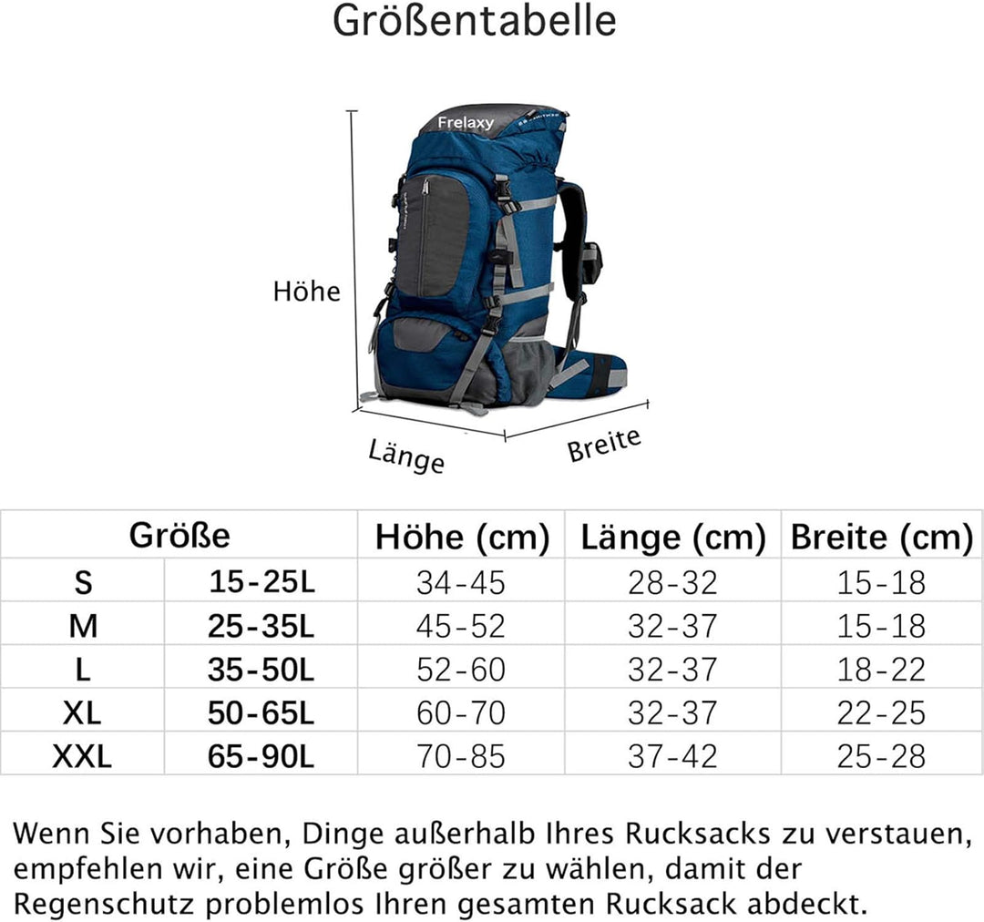 Frelaxy Regenschutz für Rucksäcke Schulranzen(15-90L), Wasserdichter Rucksack Regenhülle Regencape m
