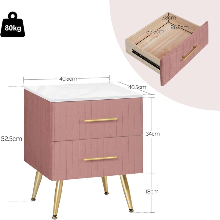 WOLTU Nachttisch Sofatisch Nachtkommode Nachtschrank mit 2 Schubladen für Schlafzimmer Wohnzimmer au