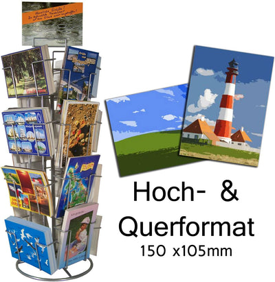 Theken-Kartenständer Postkartenständer für Postkarten 16 Motive drehbar 16 Fächer 105x150mm, 16 Fäch