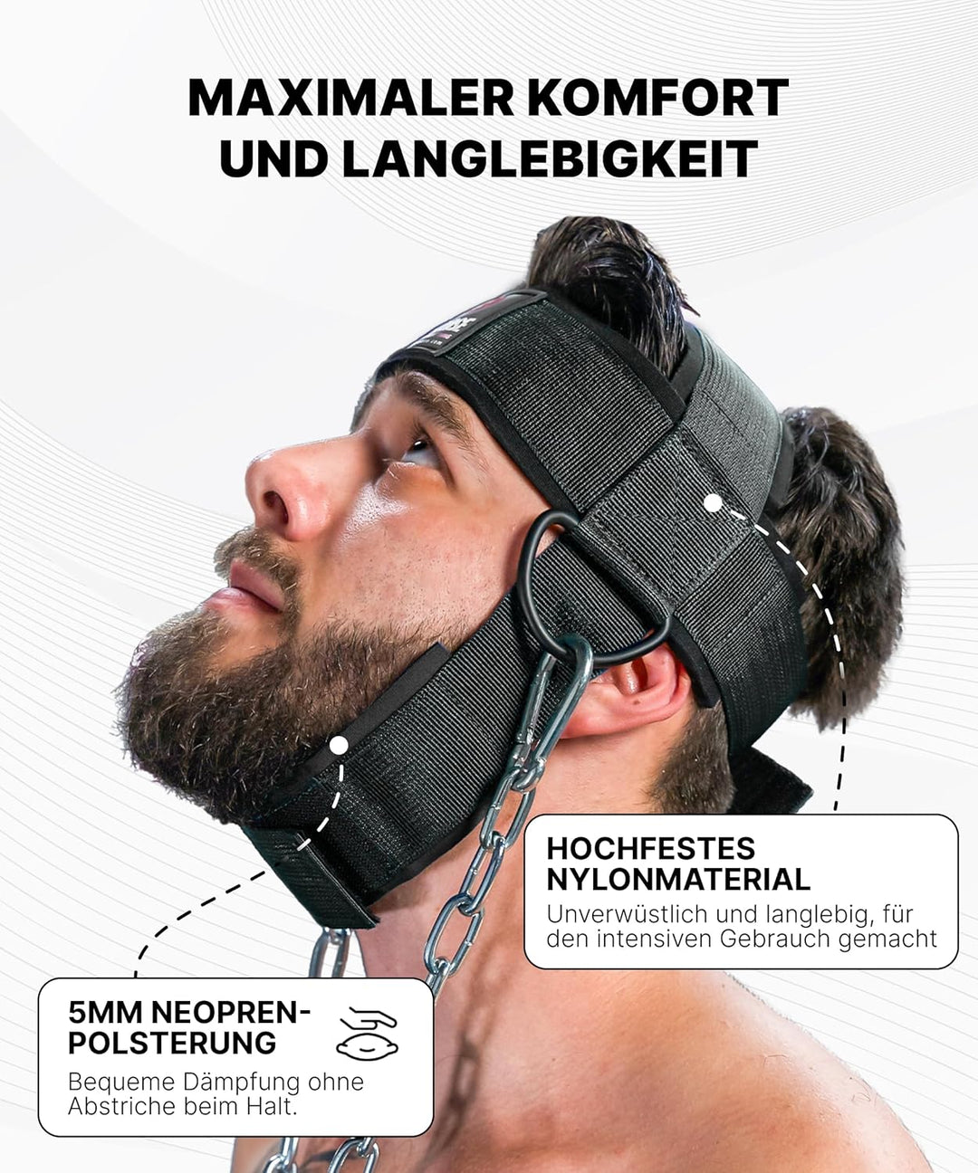 DMoose Nackentrainer zum Gewichtheben - Nackenstrecker mit 30 Zoll schwerer Stahlkette - Nackentrain