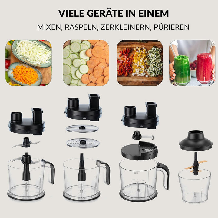 LEHMANN Stabmixer Set 2000 W, Multifunktions Pürierstab 10-in-1, 12 Stufen &amp; Turbo-Funktion, 12 Zube