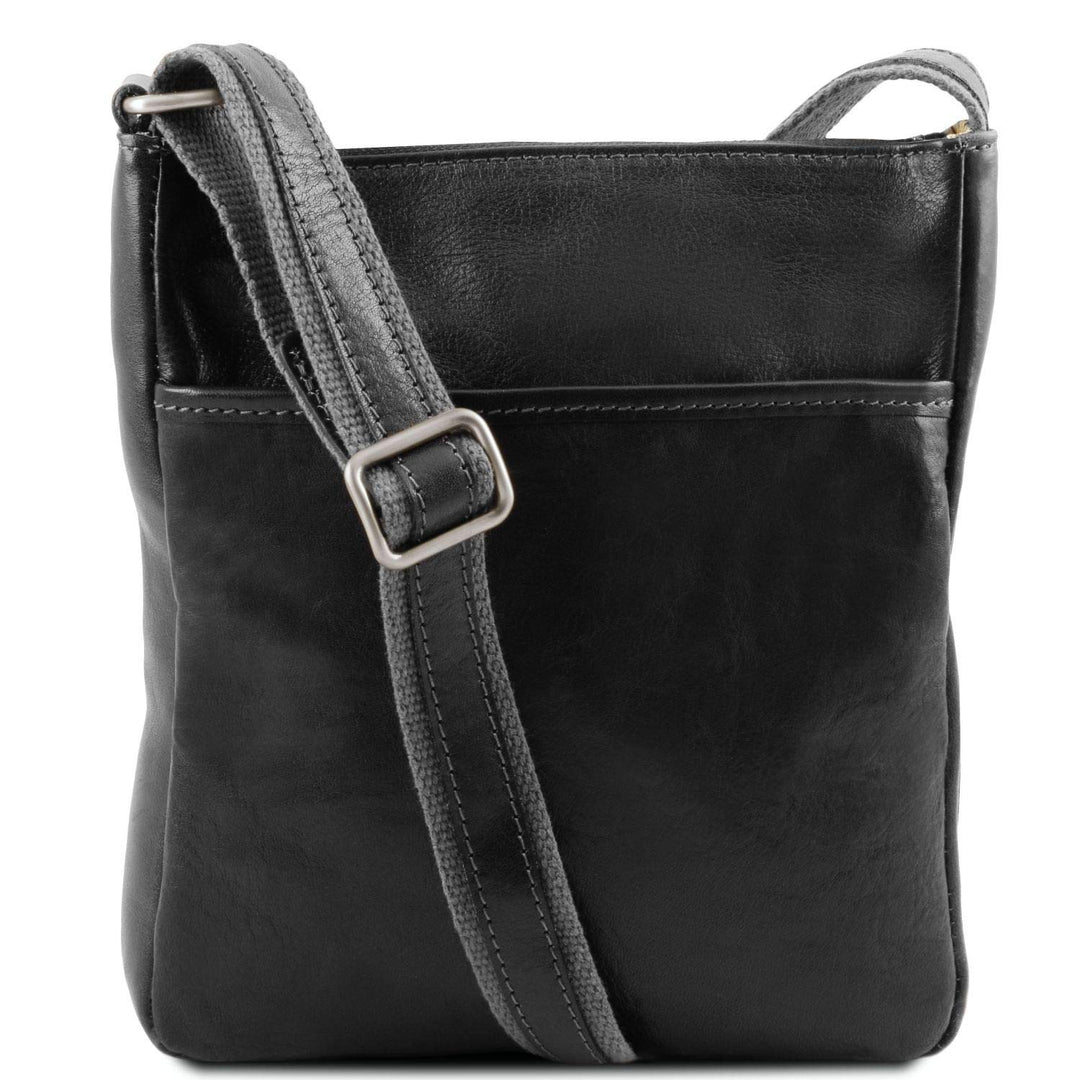 Tuscany Leather Jason Praktische Umhängetasche aus Leder Schwarz, Schwarz
