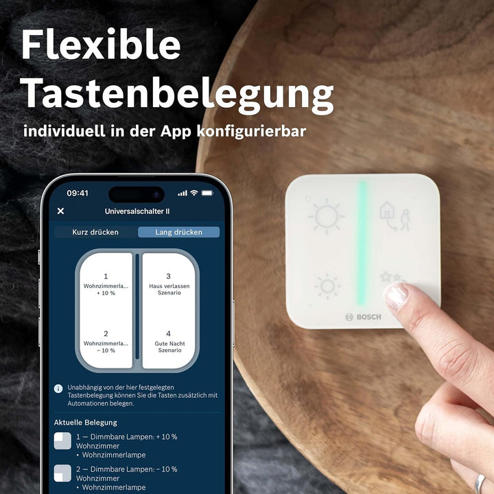 Bosch Smart Home Universalschalter II, zur einfachen Steuerung smarter Geräte, konfigurierbar für 4