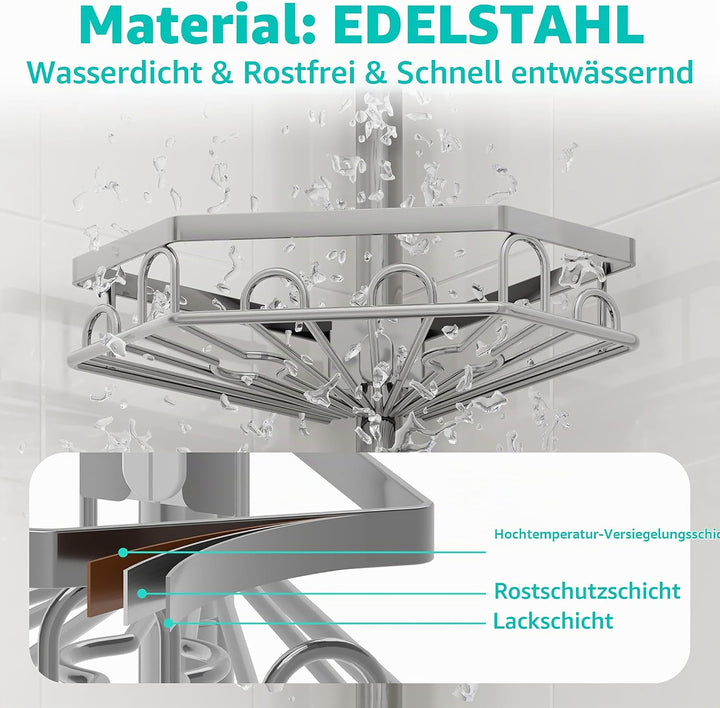 HapiRm Teleskopstange Duscheckregal Teleskop - Teleskopregal, 70-276cm Silber Teleskop, Silber Teles