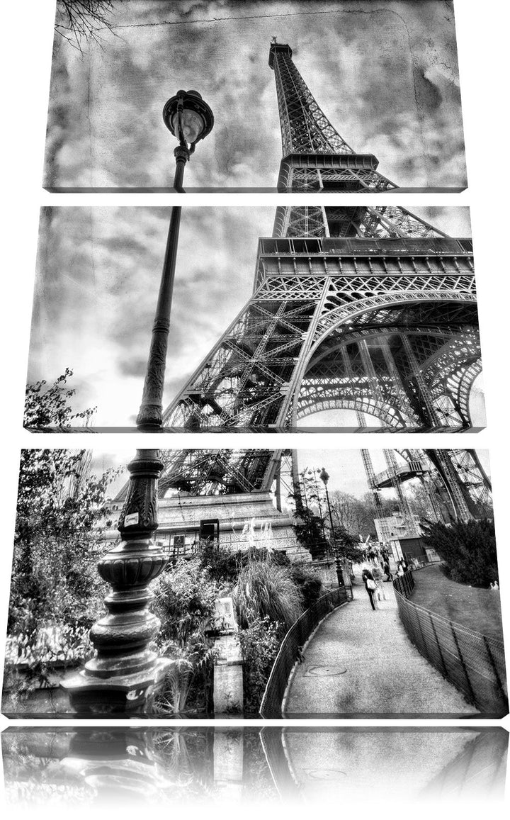 Pixxprint Pariser Eifelturm Retro als Leinwandbild/Grösse: 3 Teilig (120x80) cm/Wandbild/Kunstdruck/