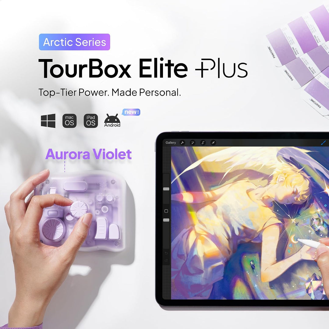TOUR BOX Elite Plus, iPad-Zeichnen, Bluetooth-Controller für Video- und Foto- Bearbeitung, Mac/Windo