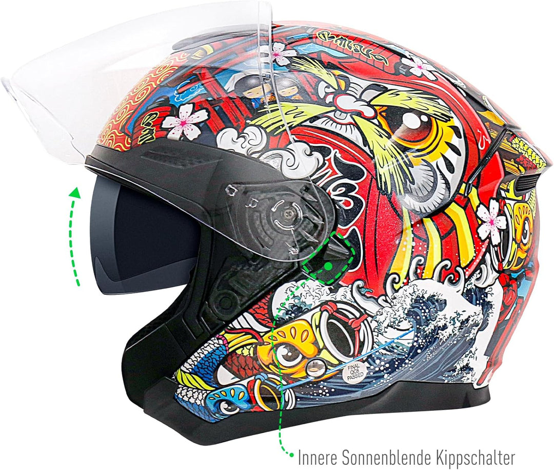 NENKI Jethelme Halbhelme Rollerhelm Sturzhelm Chopper Helm,Motorradhelm ECE 22.06 mit Doppelvisier S