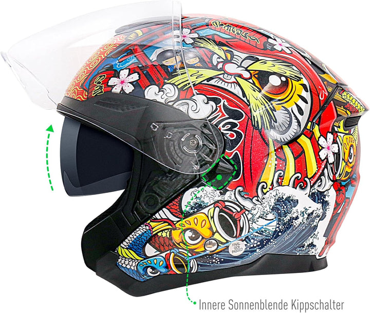 NENKI Jethelme Halbhelme Rollerhelm Sturzhelm Chopper Helm,Motorradhelm ECE 22.06 mit Doppelvisier S