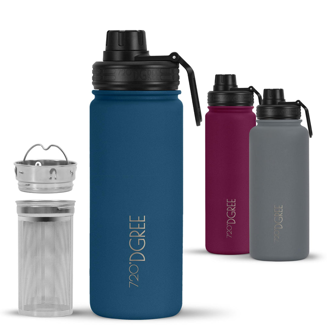720°DGREE Edelstahl Thermo Trinkflasche 530ml “noLimit” +Früchtebehälter - Auslaufsicher, Kohlensäur
