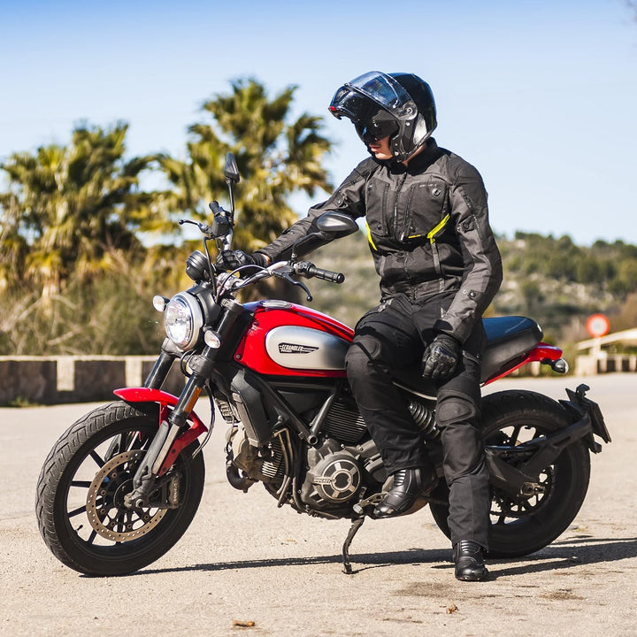 REBELHORN Borg Motorradjacke Herren | Cordura | Humax Membran | Ellbogen und Schulterprotektoren Stu