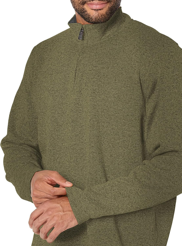Wrangler Authentics Herren Long Sleeve Fleece Quarter-Zip Pullover S Olive Night, S Olive Night