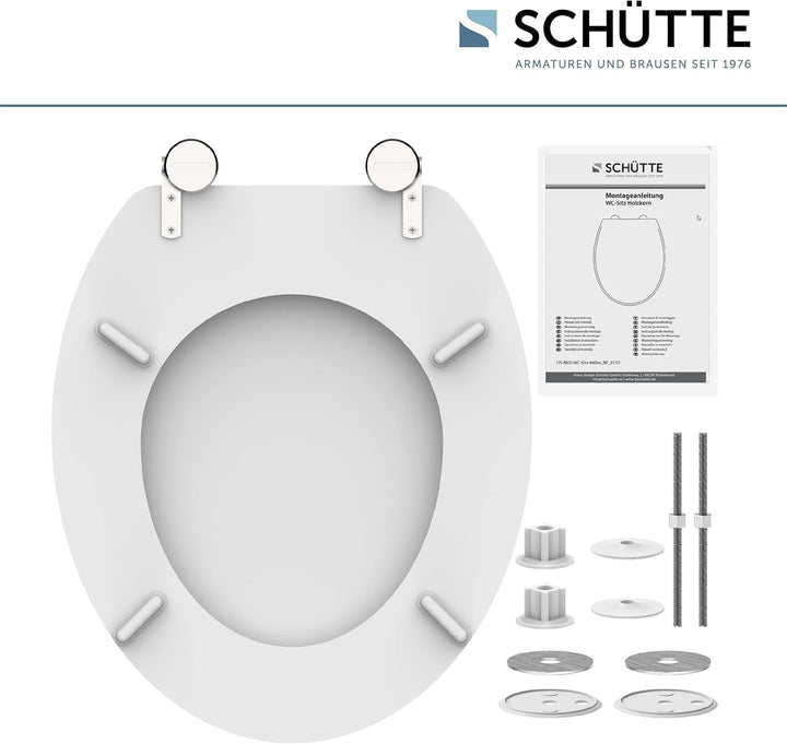 SCHÜTTE WC-Sitz WHITE, Holzkern Toilettendeckel, Klodeckel Weiss 84000