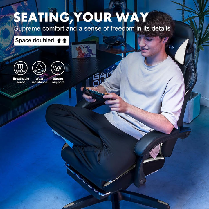 GTPLAYER Gaming Stuhl, Gaming Chair, Ergonomischer Höhenverstellbarer Bürostuhl, Zweckmässig für Win